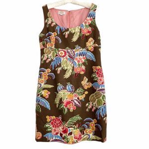 Talbots Petites Brown Floral Sleeveless Dress L